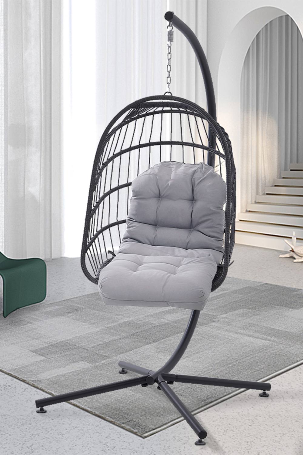 Living and Home 110cm W x 48cm D Light Grey Garden Swing Seat Cushion