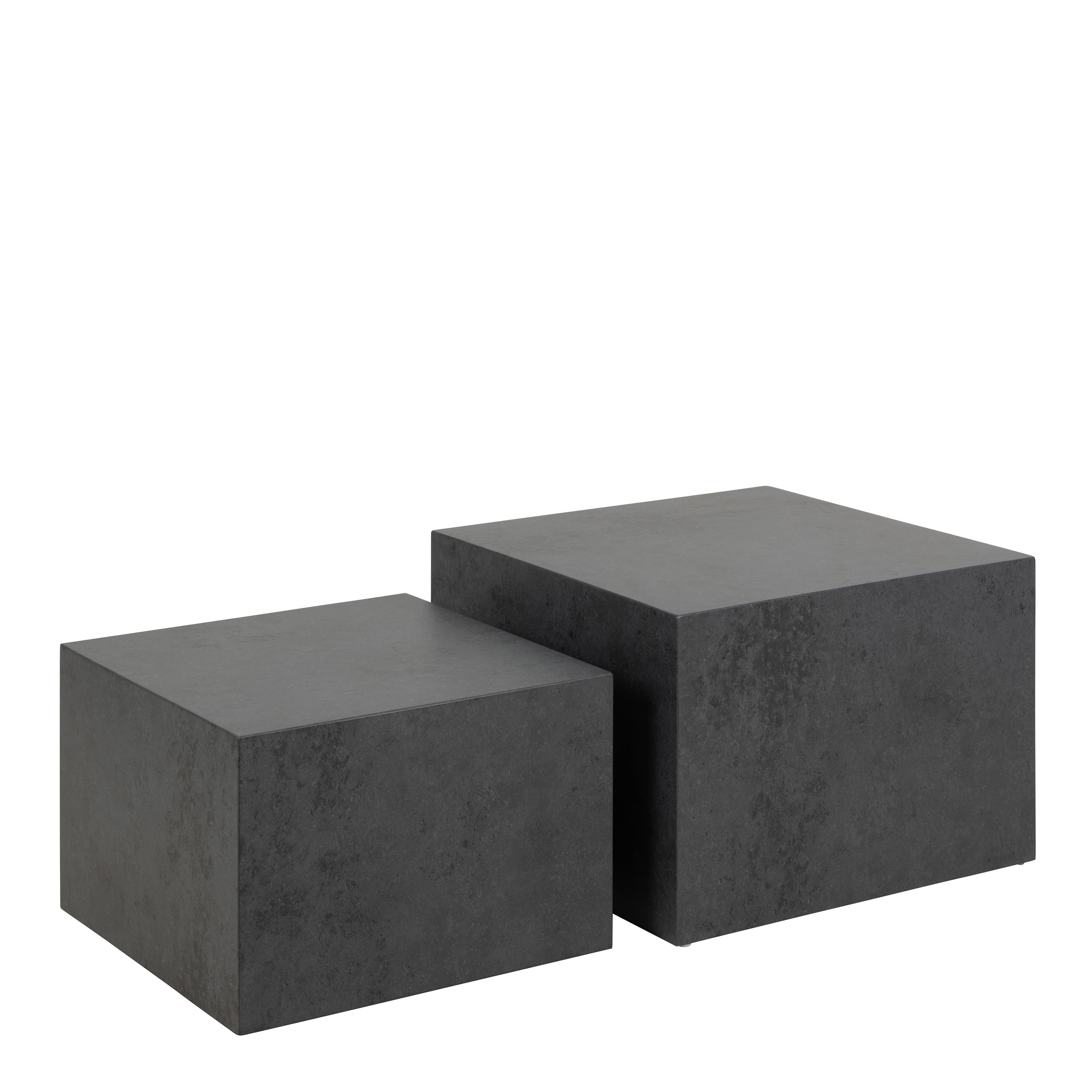 Furniture To Go Dice Square Coffee Table Set in Black Ocean Rough Paper