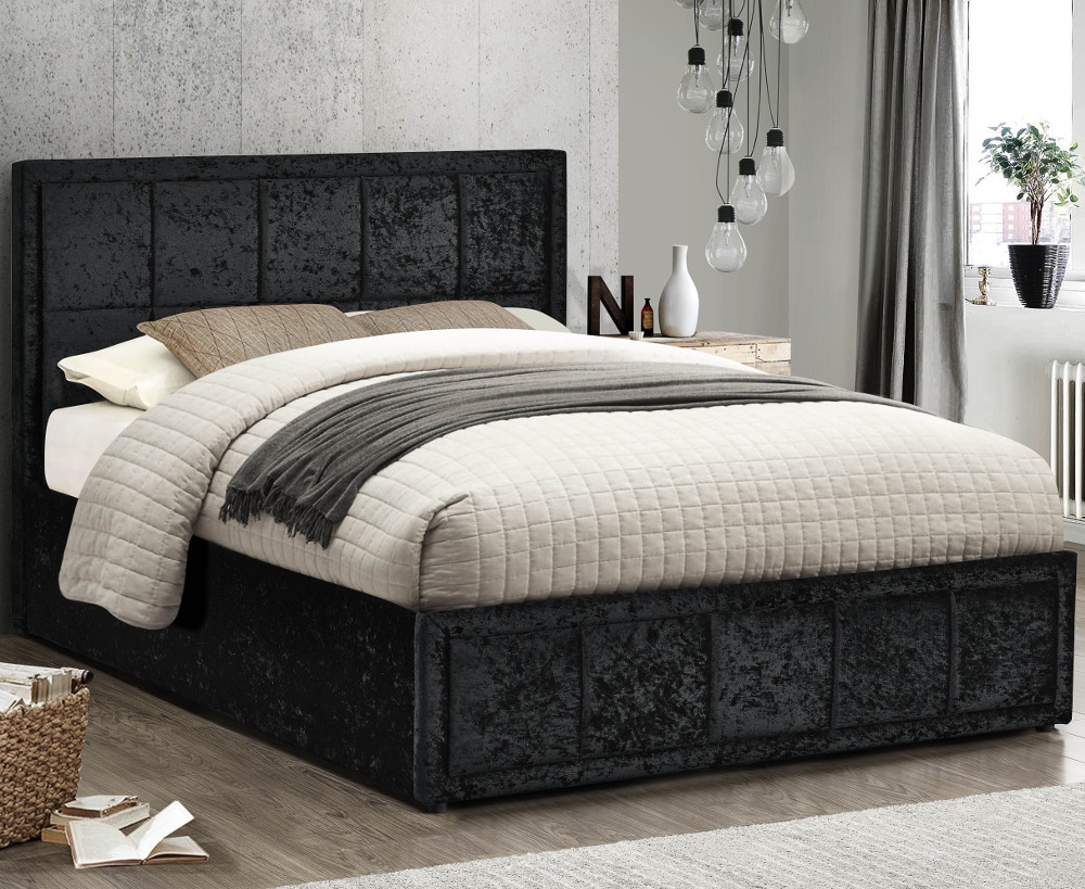 Hannover Black Velvet Fabric Bed Frame - 4ft Small Double
