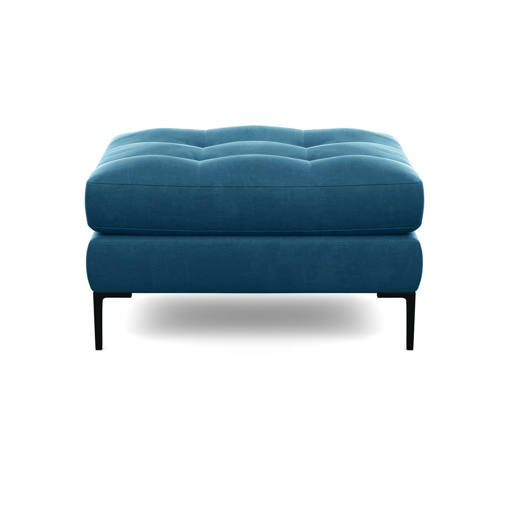 Heal's Eton Footstool Varese Velvet Delft Black Feet