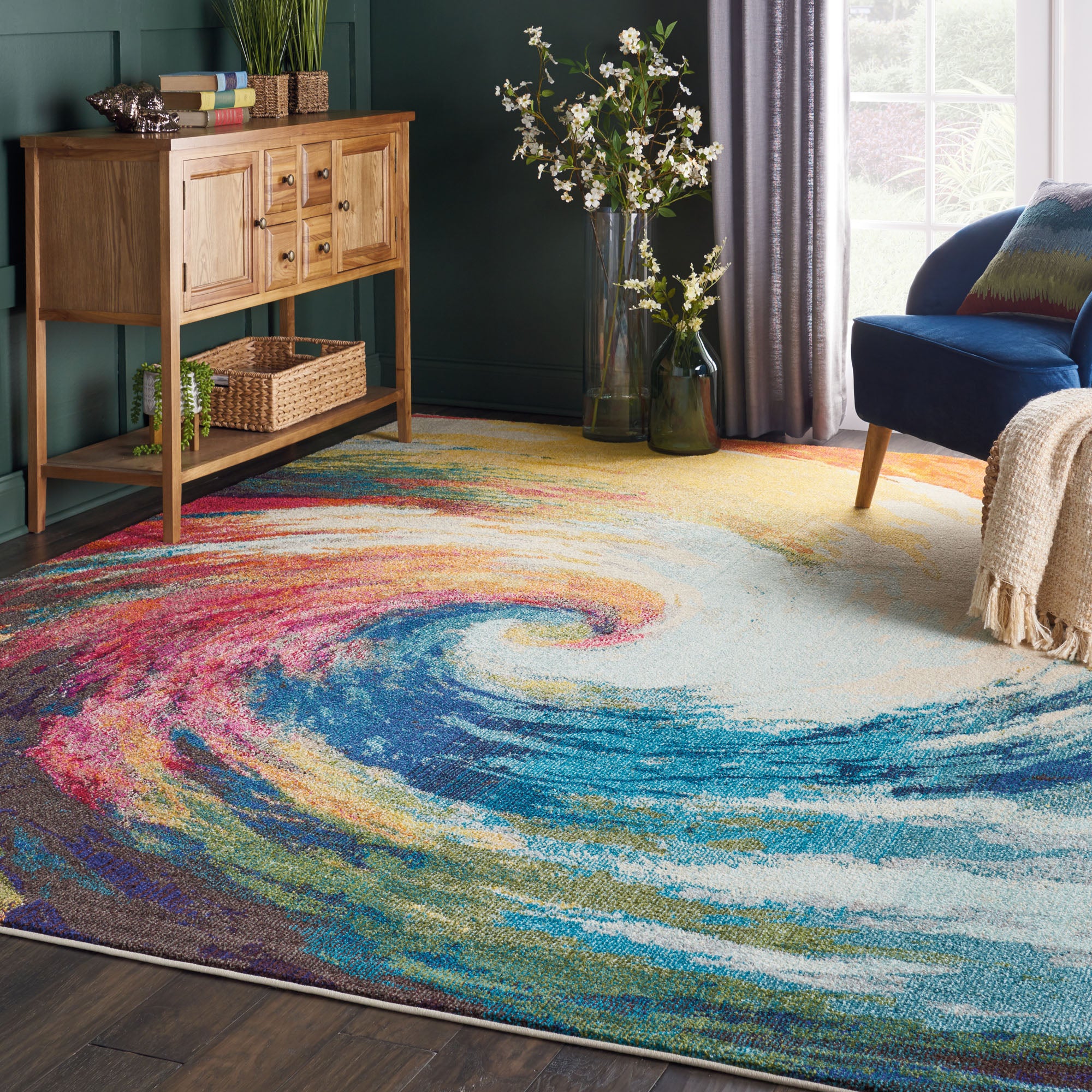 Multi Coloured Celestial Wave Rug