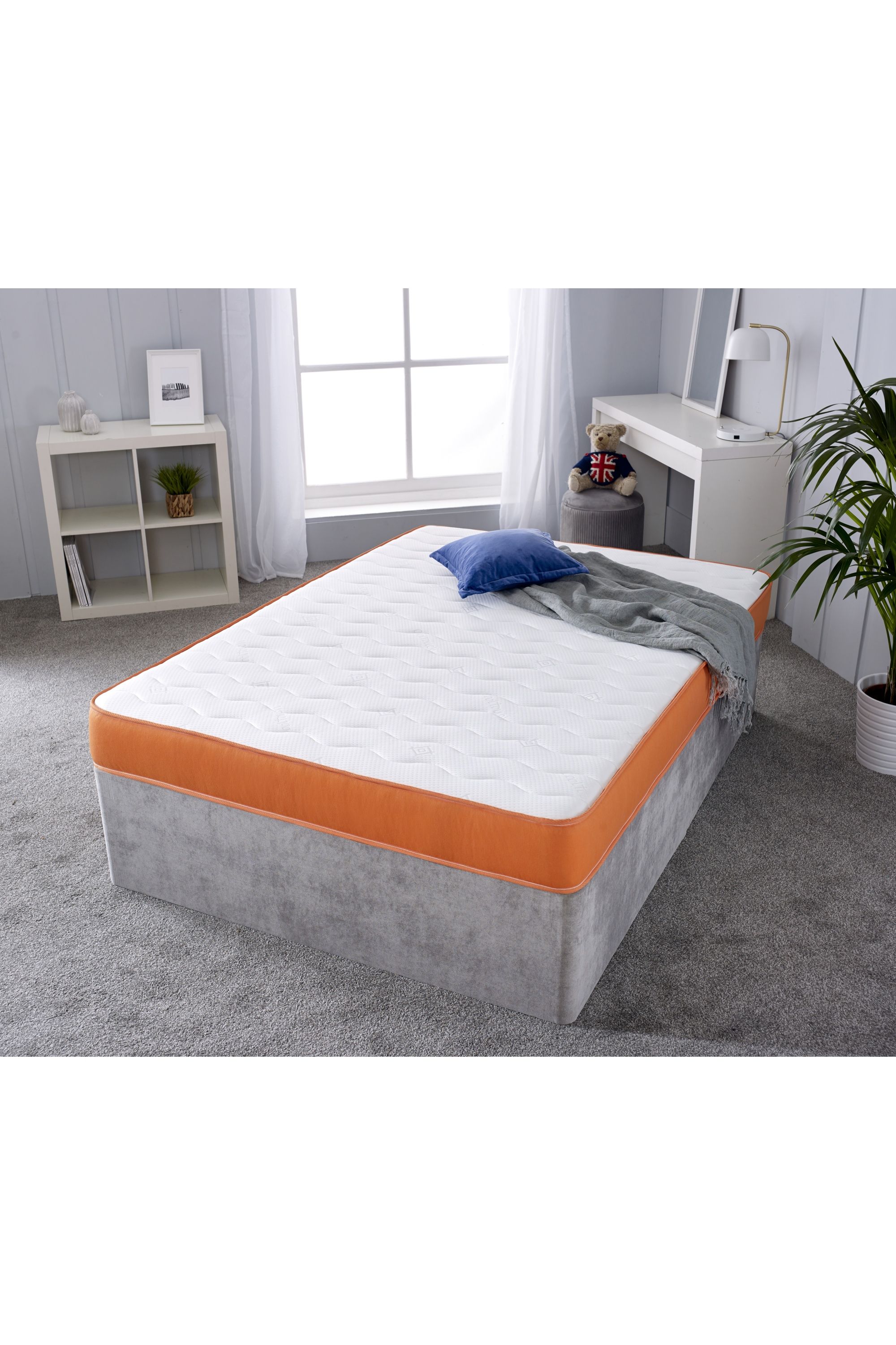 eXtreme Comfort Ltd Essentials Colour Border Hybrid Mattress Memory Foam Spring Support in Orange
