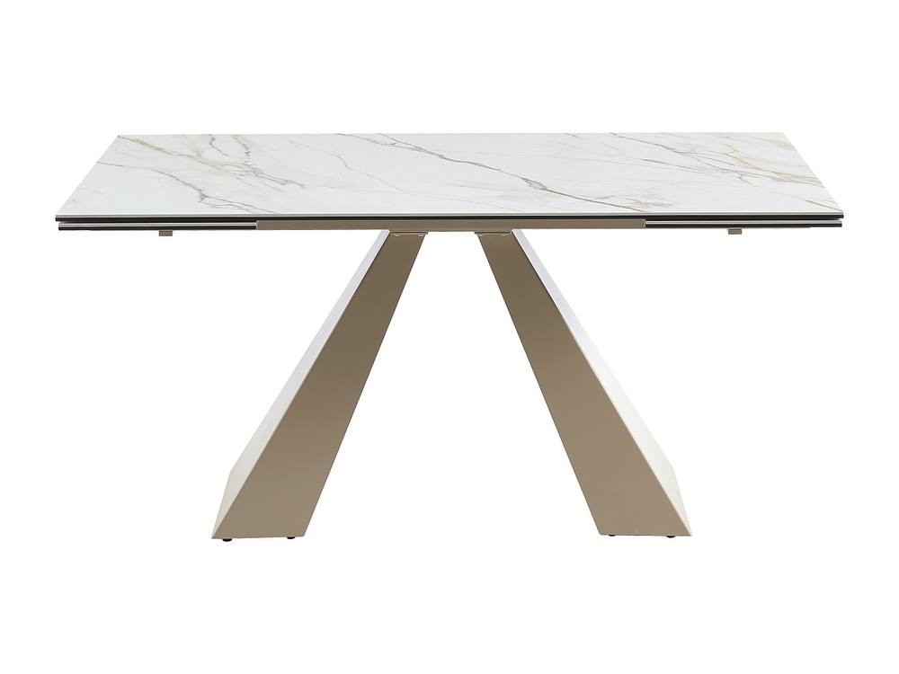 Vente-unique Extendable Dining Table for 6 To 10 People - Ceramic & Metal in Beige