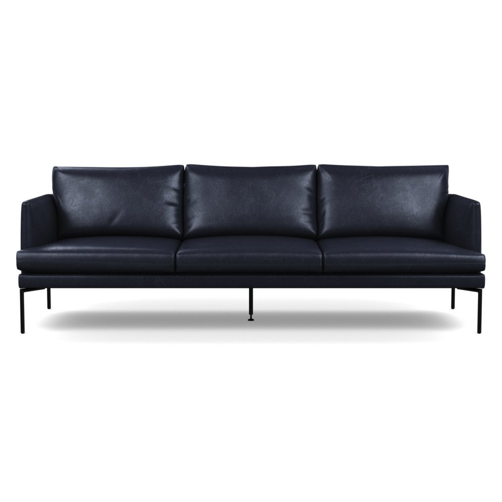 Heal's Matera 4 Seater Sofa Leather Stonewash Black 263 Black Feet