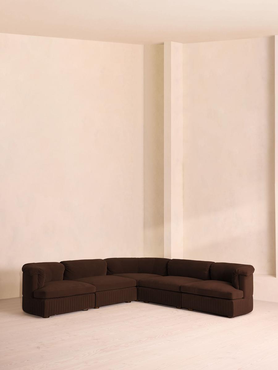 Oona Modular Sofa, Corner Sofa, Velvet, Chocolate