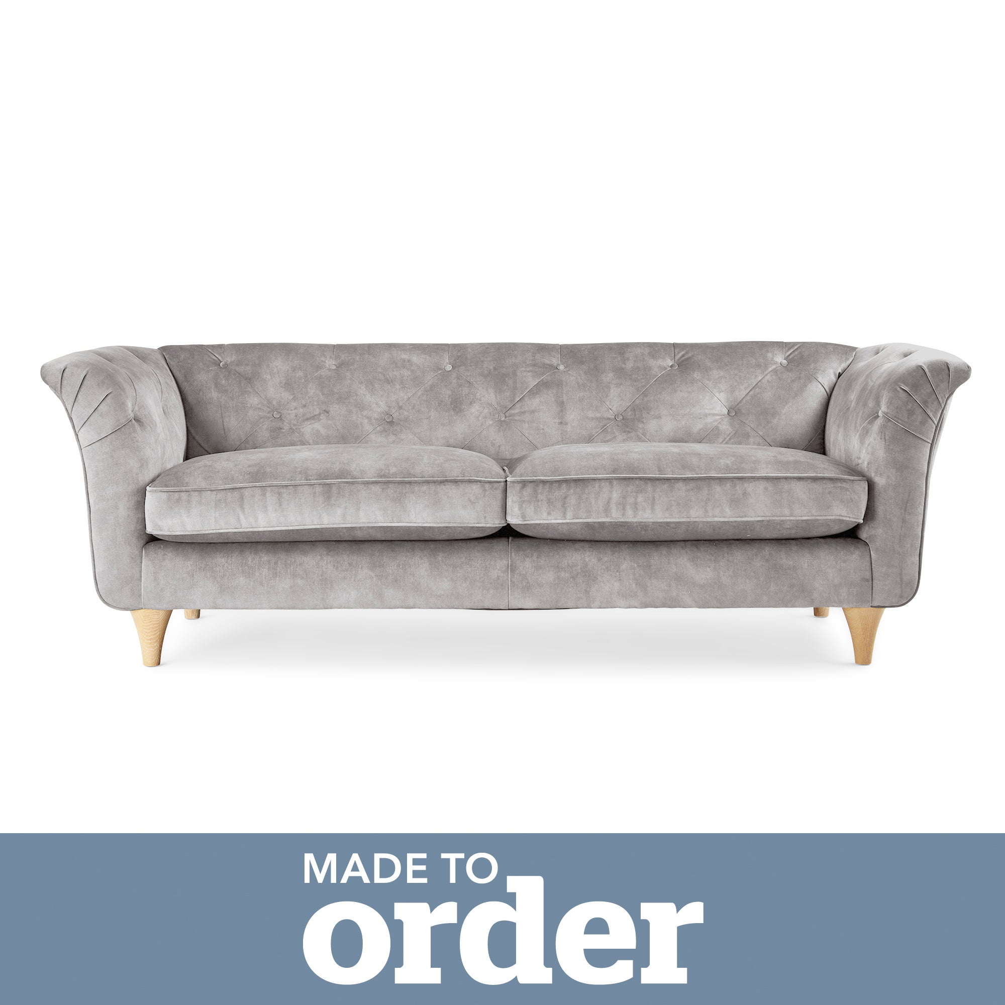 Jaipur 3 Seater Sofa Slub Velvet Slub Velvet Cement
