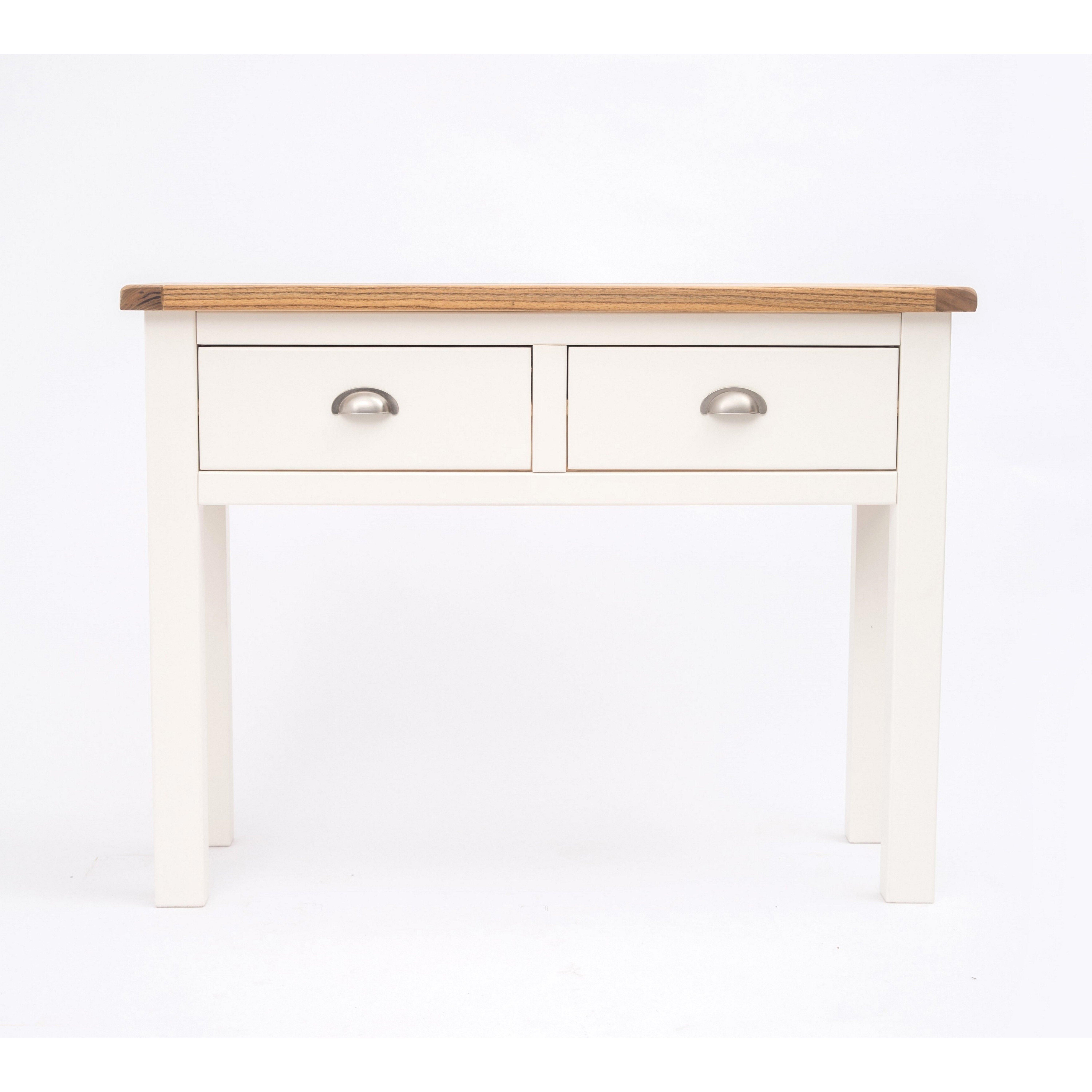 Cabinet Bits Lovere Off-White 2 Drawer Console Table Satin Chrome Cup