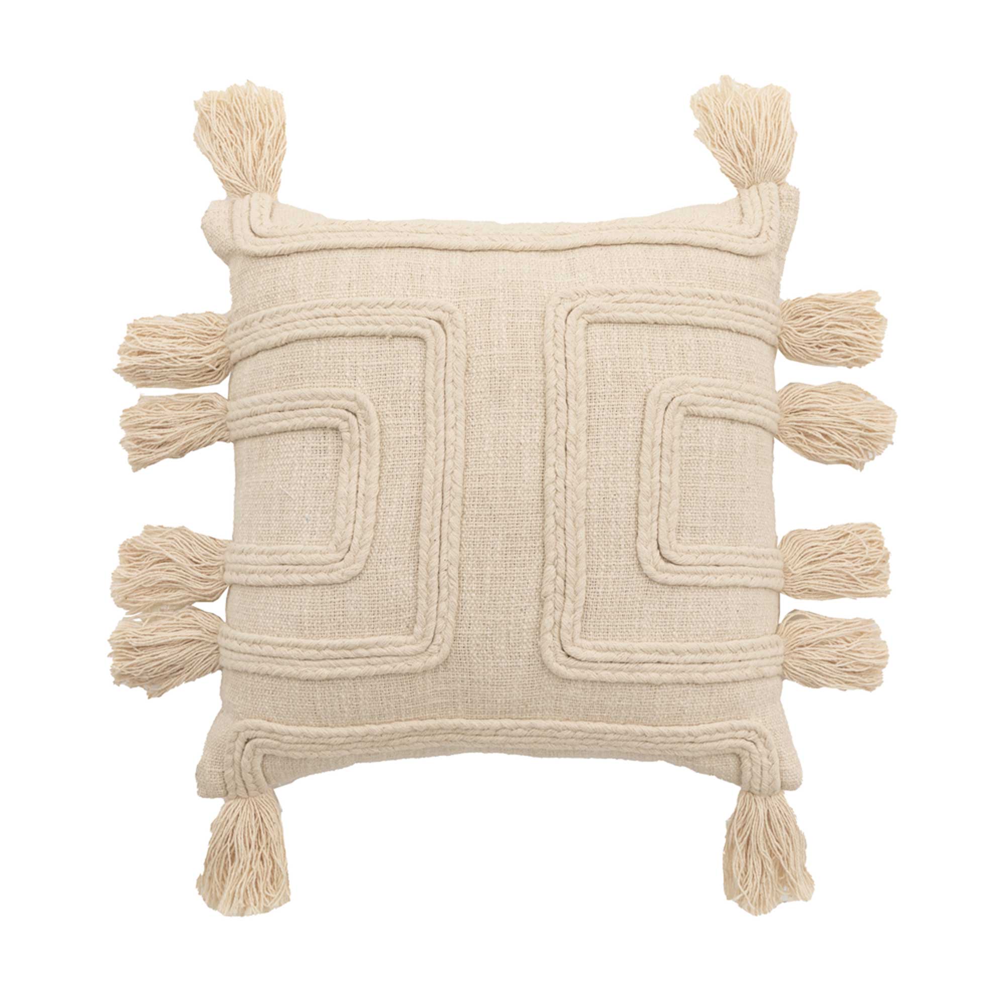 Woven Pleated Cushion, Square, Neutral Cotton | Barker & Stonehouse