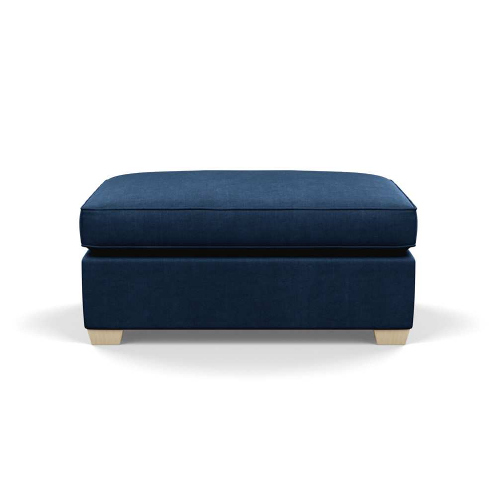 Heal's Torino Footstool Capelo Linen-Cotton Inkspot Natural Ash Feet