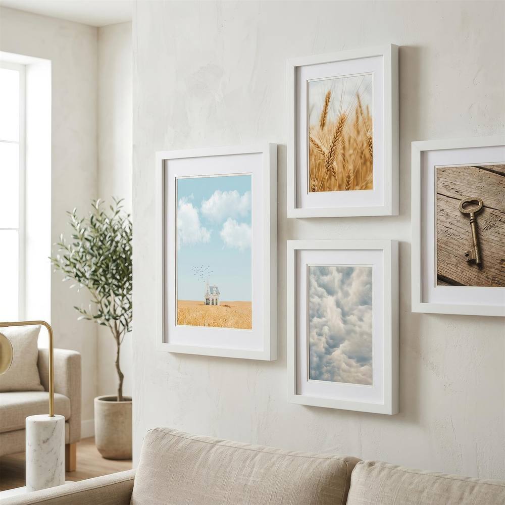 Nicola Spring Photo Frames with A5 Mounts - A4 (8" x 12") - White - Pack of 3 3