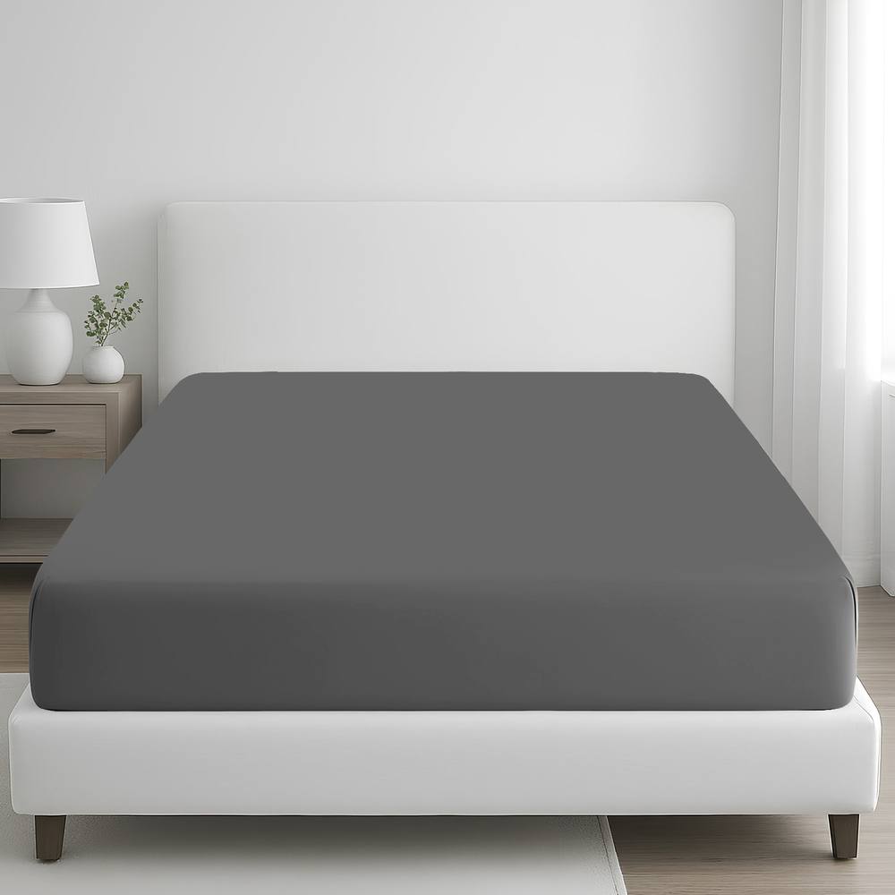 Grace 100% Egyptian Cotton 35cm Extra Deep Pocket Fitted Sheets in Charcoal