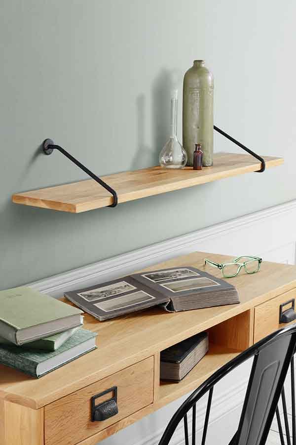 Felix Industrial Shelf - Solid oak and steel