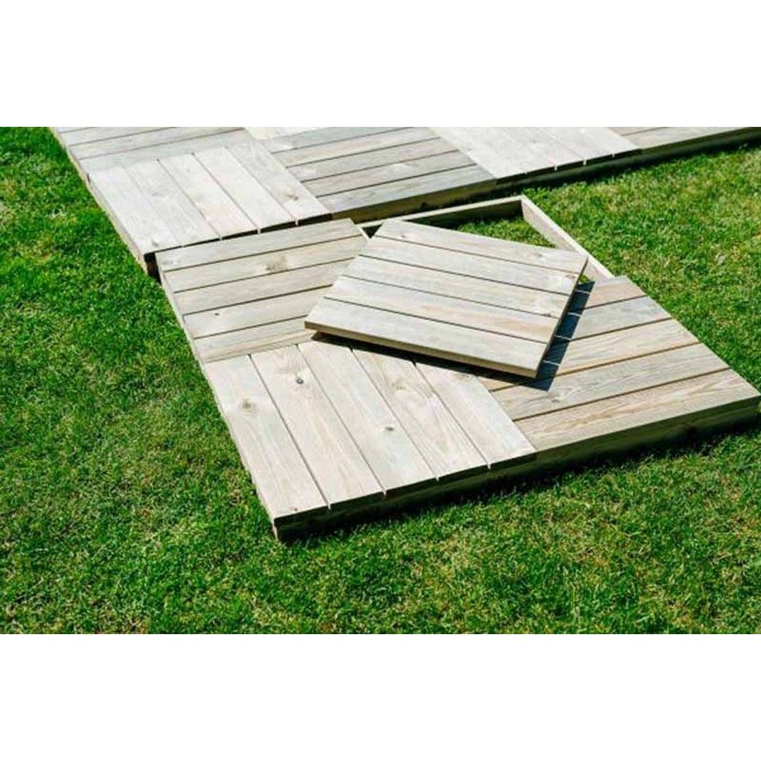 Buttercup Farm Decking Kit 4m (4 Frames & 16 Tiles) - Timber - L100 x W100 x H6.5 cm in Brown 3