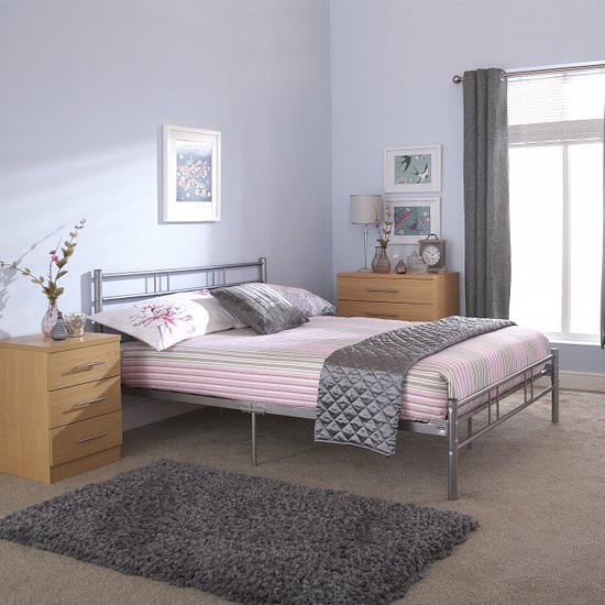 Morgan Metal Double Bed In Silver