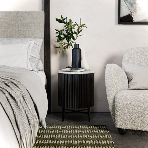 Kiera Bedside Table, Mango Wood & Real Marble