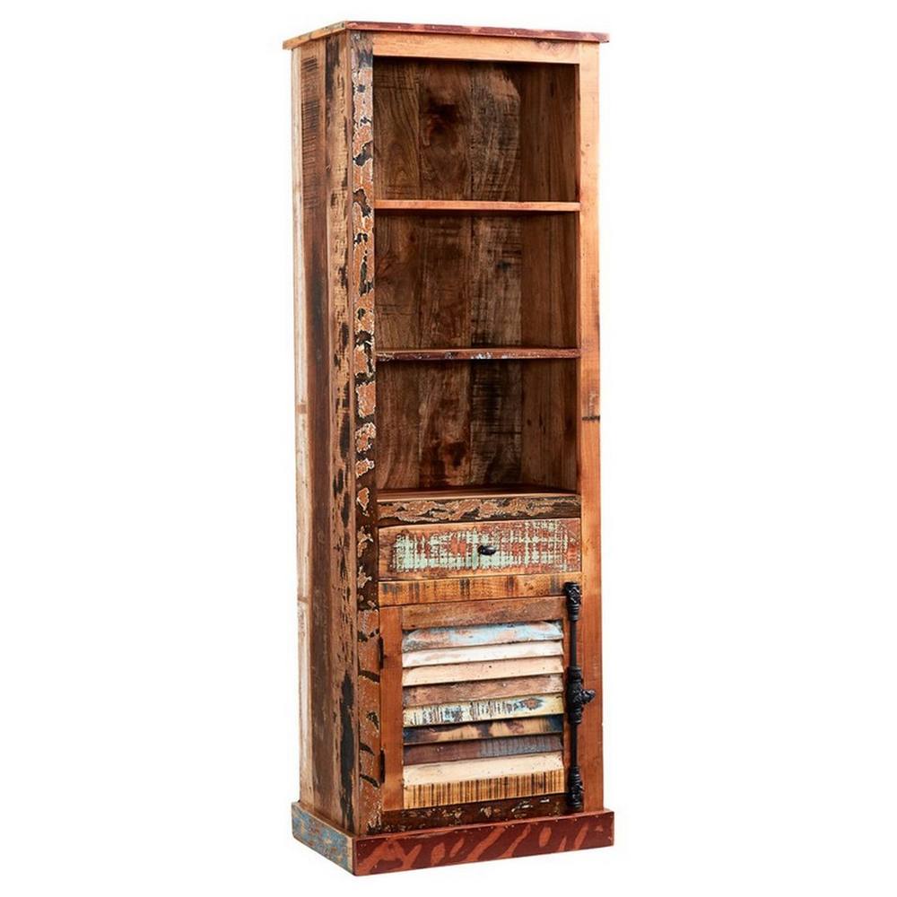 Indian Hub Coastal Narrow Bookcase - Wood - L40 x W60 x H185 cm in Brown