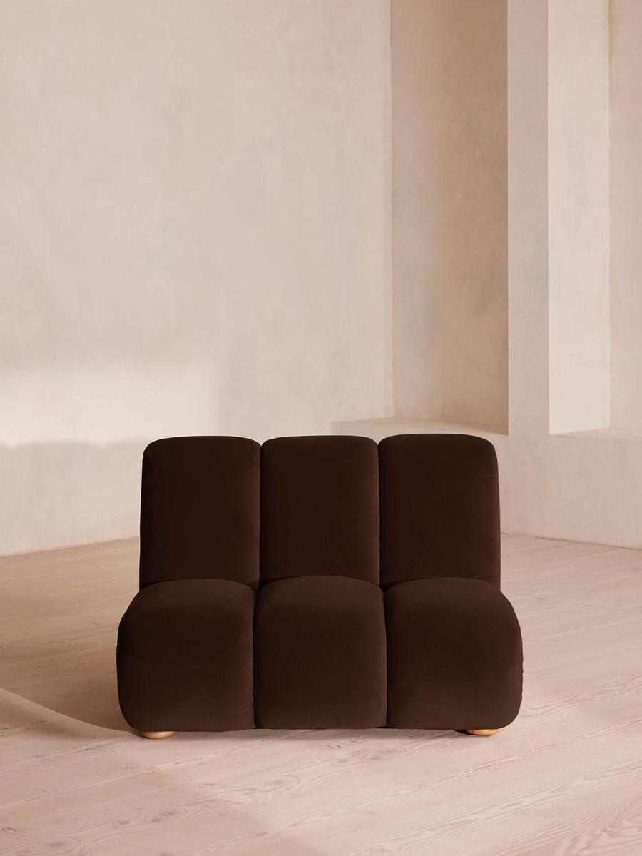 Noelle Modular Armchair, Velvet Chocolate Brown