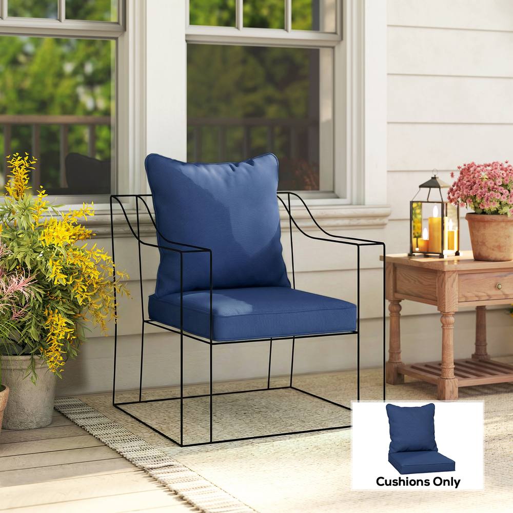 OUTSUNNY Garden Chair Cushion with Seat & Back Pad, CUSHION ONLY in Blue