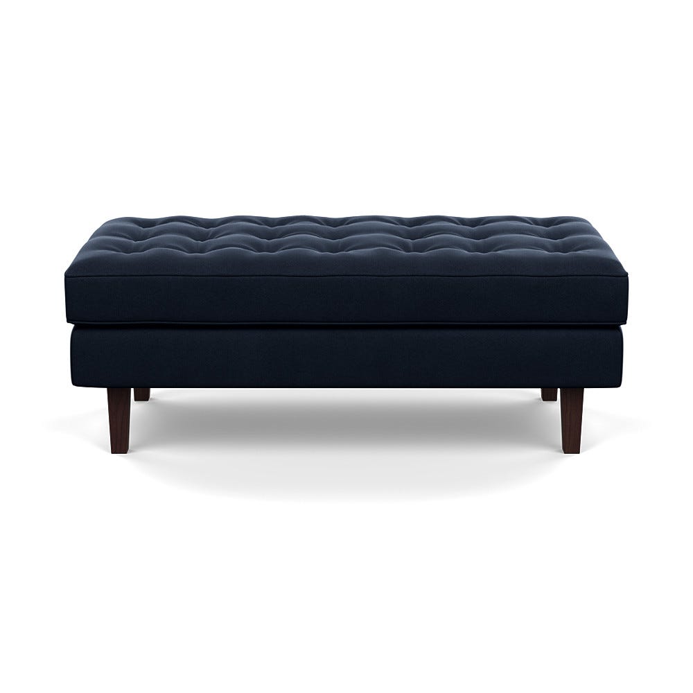 Heal's Hepburn Ottoman In Nobilis Velvet Night Black Feet