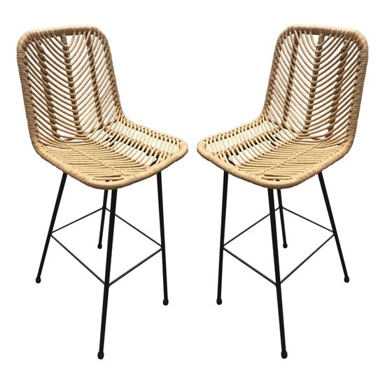Rafferty Wooden Bar Stool In Pair