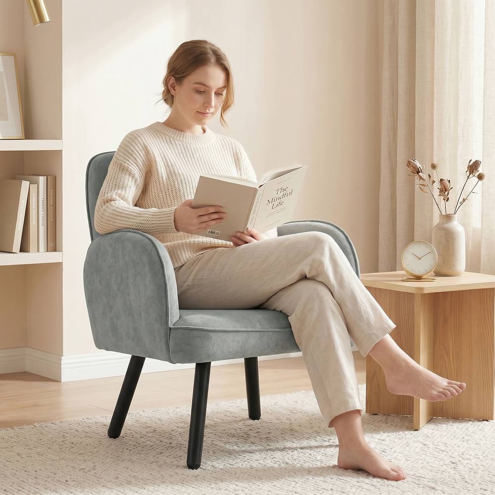 HOMCOM Lounge Chair Velvet Upholstered Spring Cushion Grey