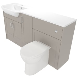 Deccado Padworth Soft Suede Left Hand 1500mm Fitted Vanity & Toilet Pan Unit Combination with Left Hand Basin