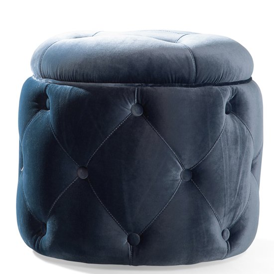Jools Velvet Foot Stool In Blue