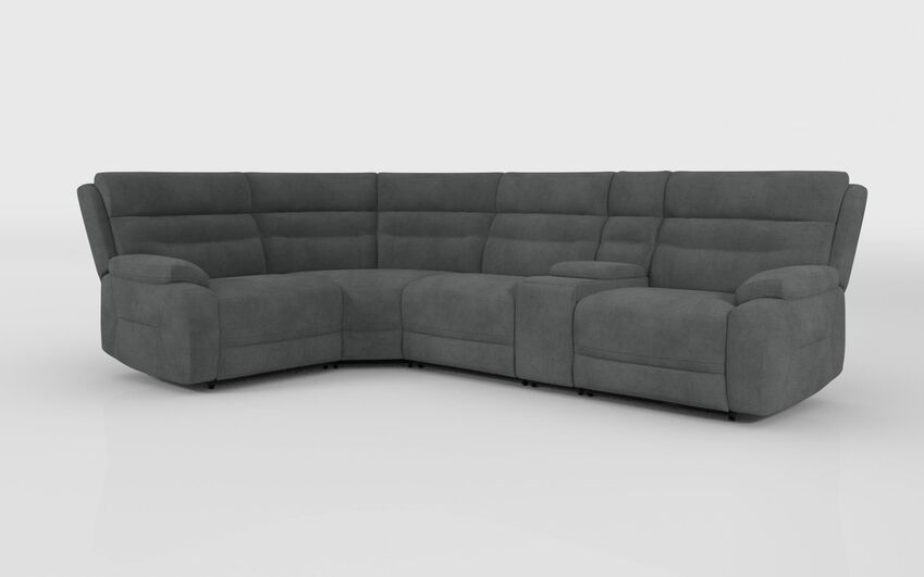 Grey Fabric Fenton 1 Corner 3 Sofa with Console