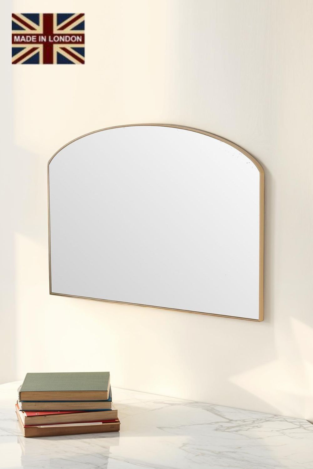 Yearn Mirrors Minimal arched mirror Gold 71(w) x 49cm(h)