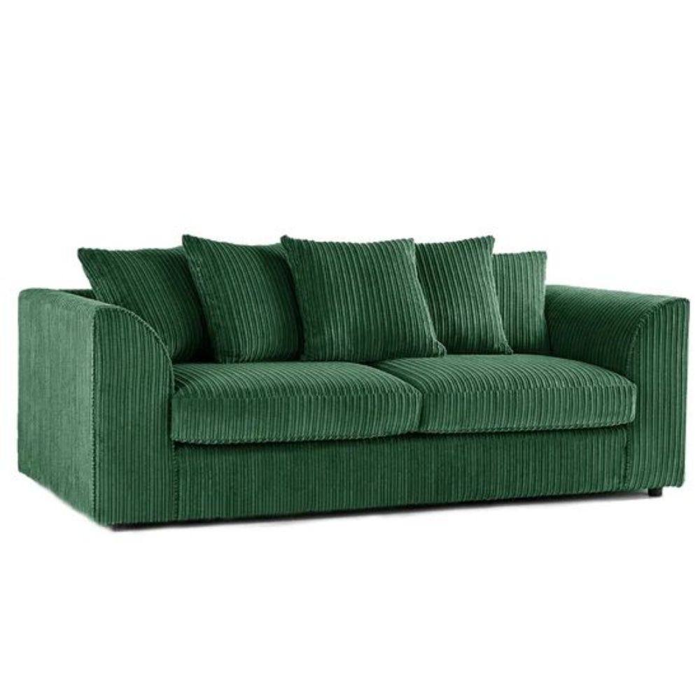 Bliss Furniture 3 Seater Scatter Back Sofa in Green Jumbo Cord Fabric