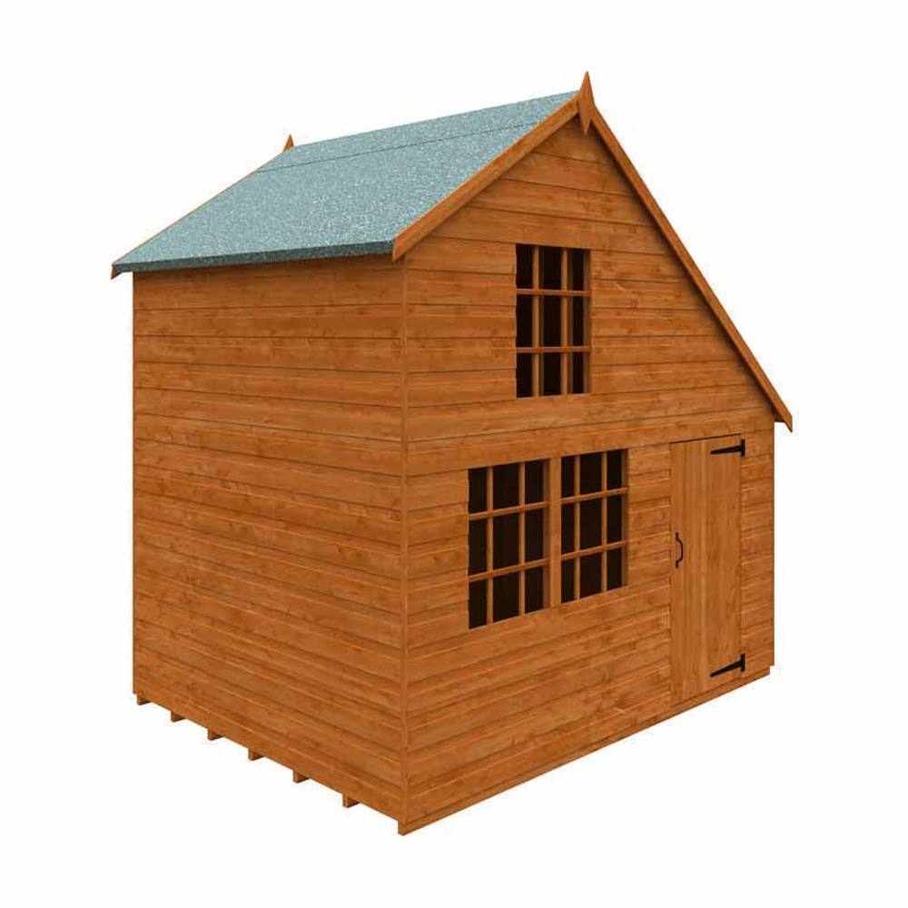 Buttercup Farm 6 x 8 Feet Clubhouse 12mm Shed - Solid Wood/Softwood/Pine in Burnt Orange
