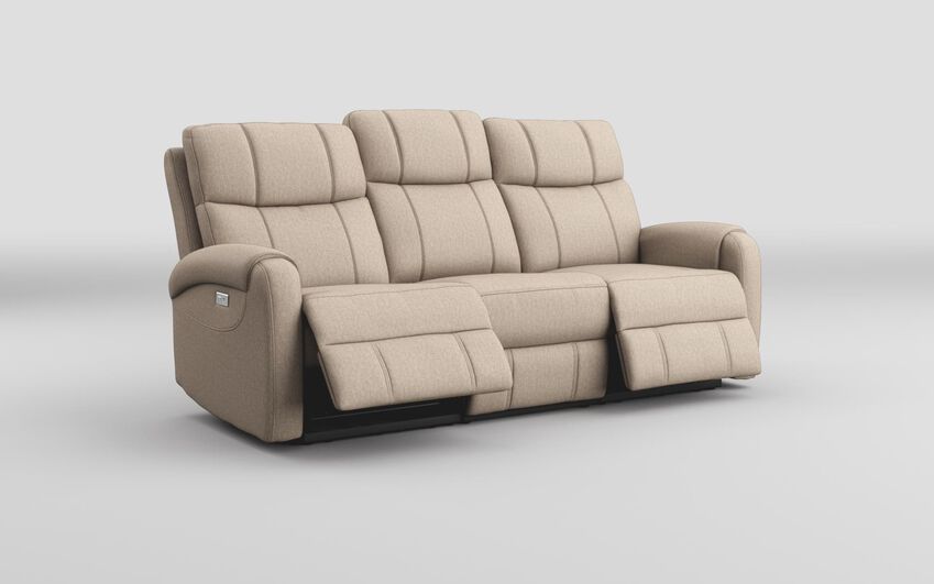 Cream Fabric Calisese 3 Seater Power Recliner Sofa