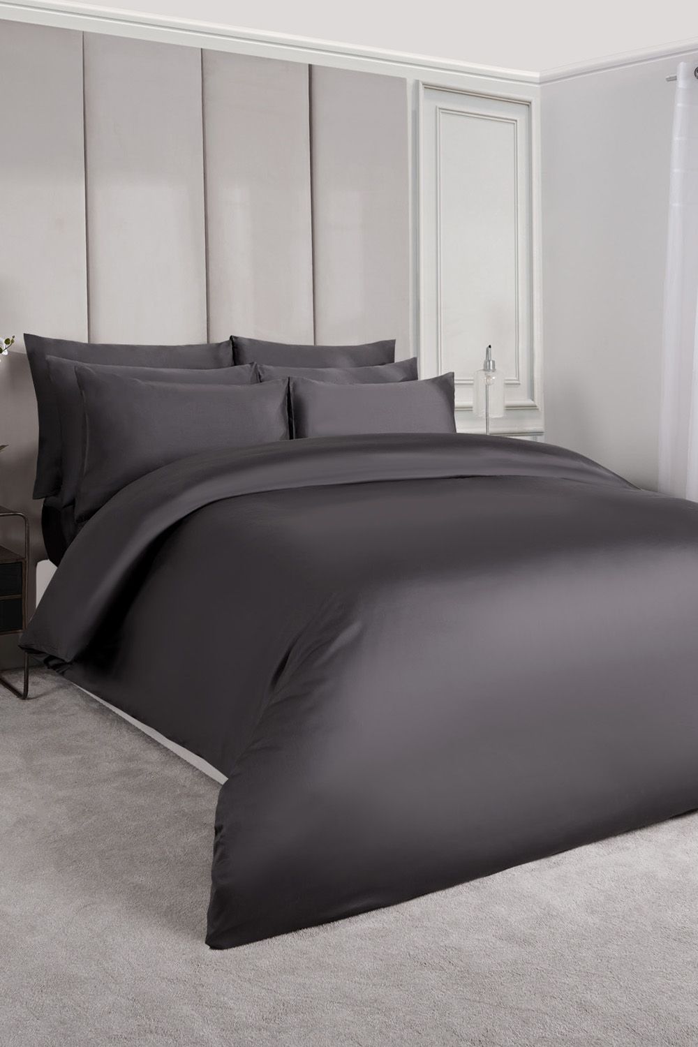OHS 220 Thread Count Hotel Luxury Premium Quality Cotton Soft Duvet Cover Set in Charcoal