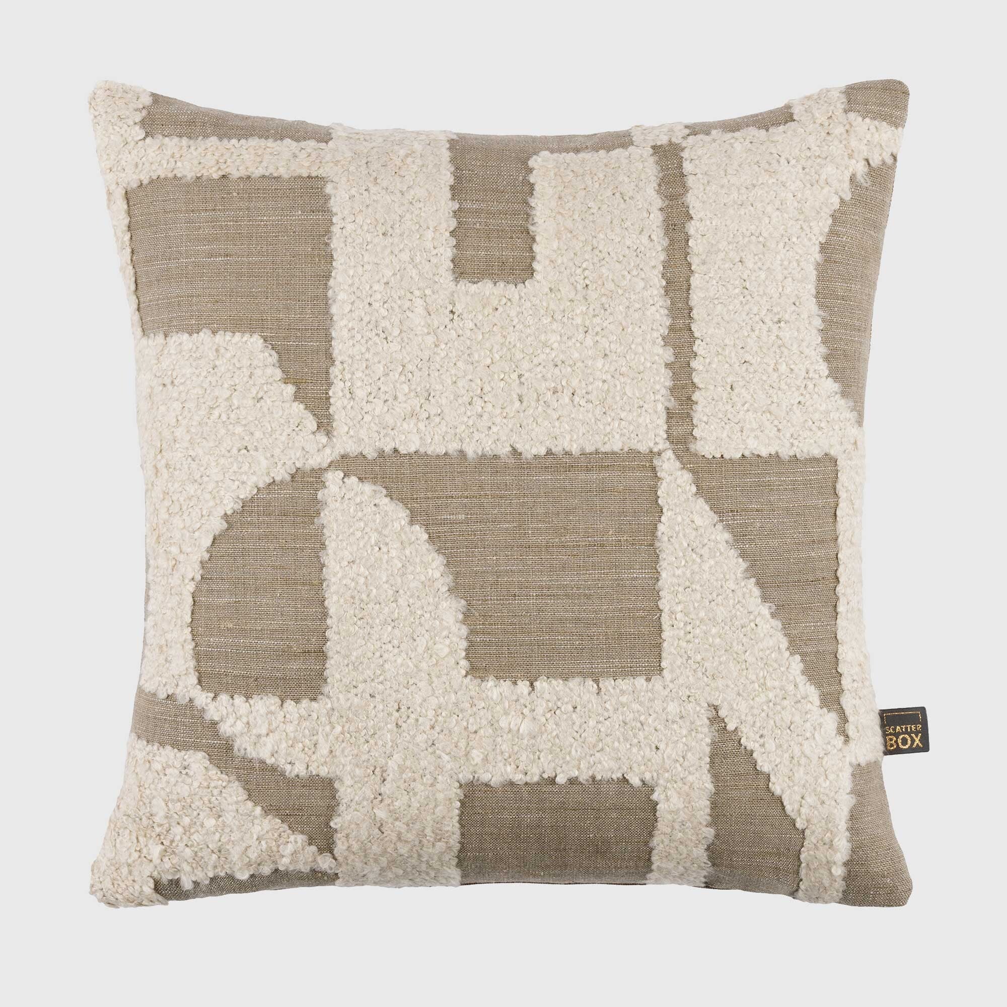 Geometric Boucle Cushion, Square, Neutral | Barker & Stonehouse