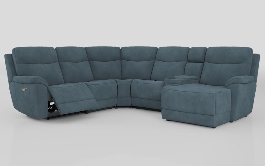 Blue Fabric Eldwick 3 Corner 3 Right Hand Facing Power Left Hand Facing Console & Chaise Sofa