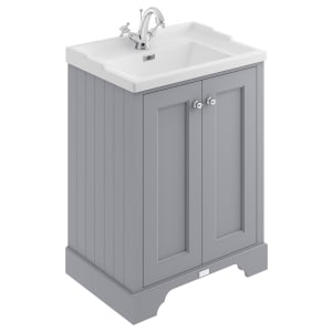 Bayswater Victrion Plummett Grey Traditional Freestanding Vanity Unit & White Recessed Basin - 600mm