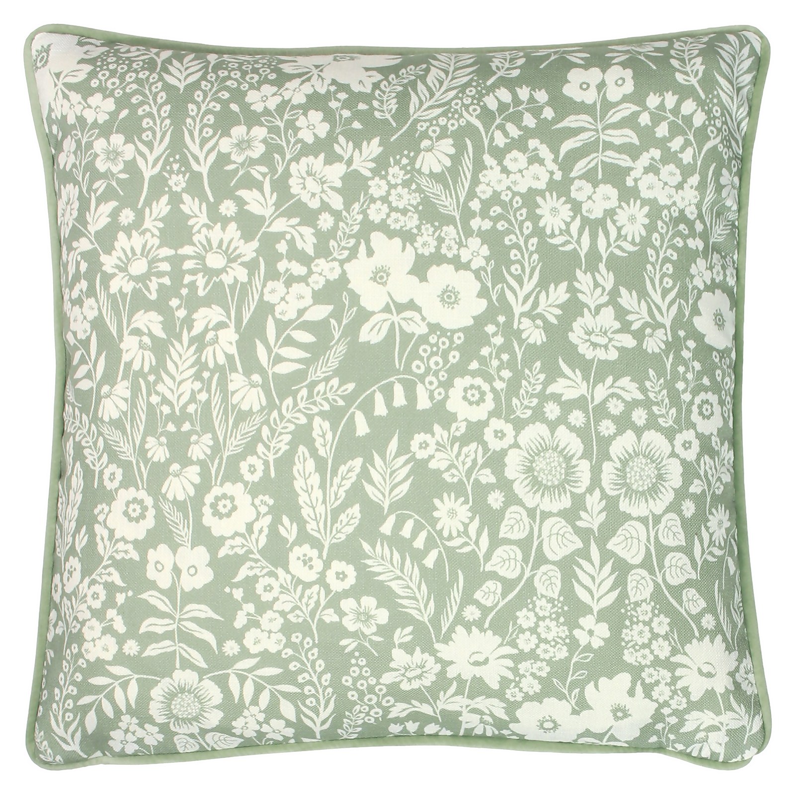 Floral Meadow Cushion - 43x43cm - Sage