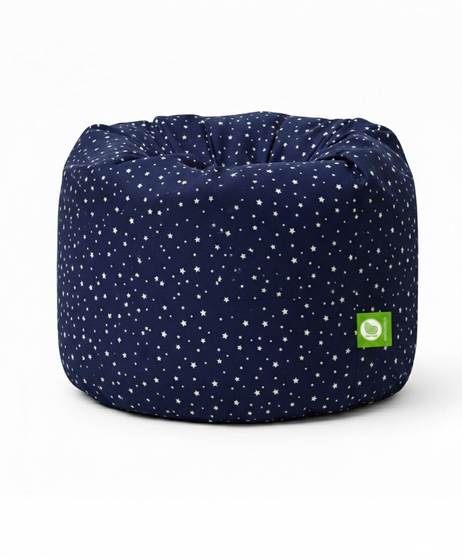 Bean Lazy Cotton Navy Stars Bean Bag Large Size in Dark Blue