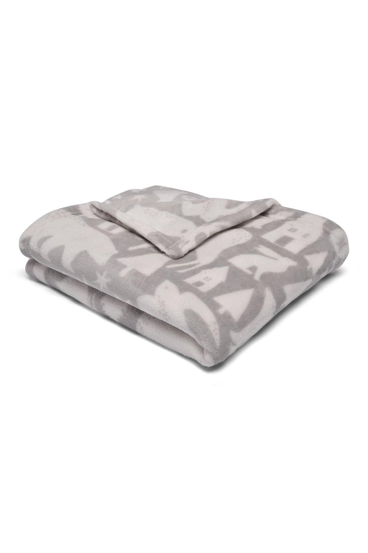 Fusion 'Scandi Animals' Plush Fleece Throw in Grey