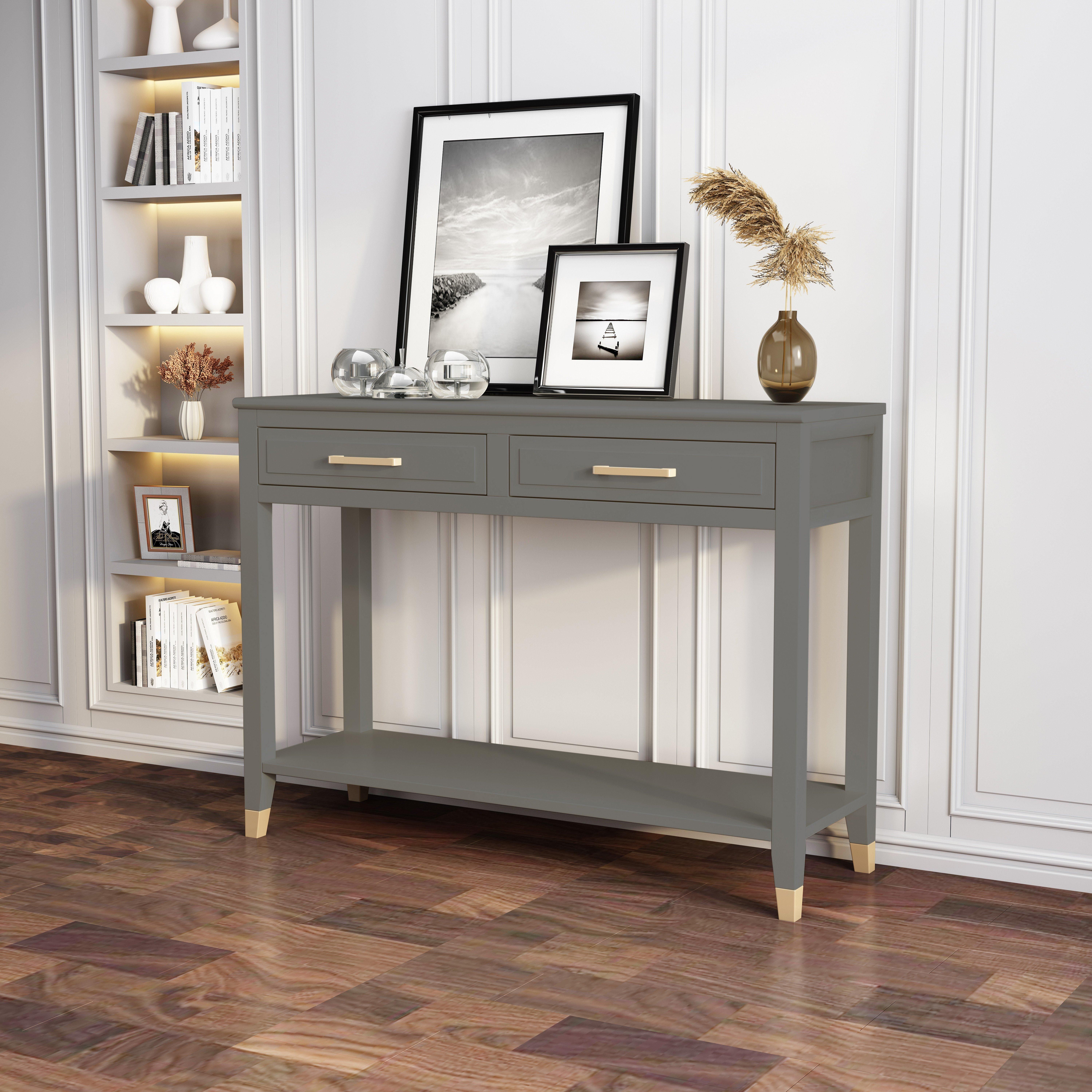 Cabinet Bits Palazzi 2 Drawer Console Table in Grey