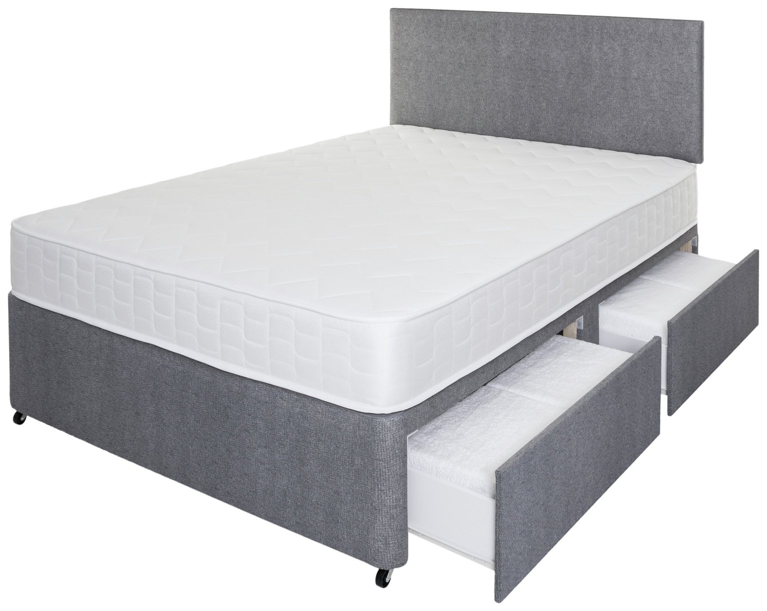 Argos Home Elmdon Memory 4 Drawer Kingsize Divan - Grey