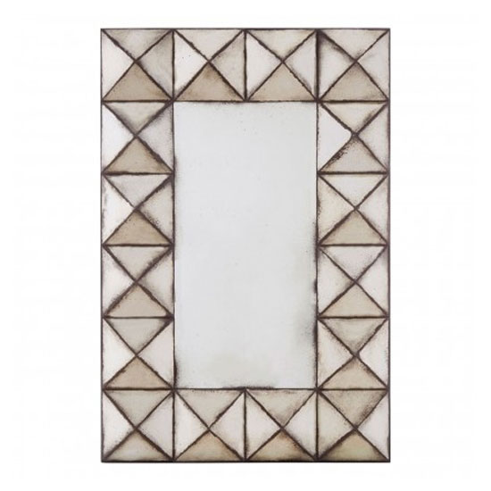 Raze Rectangular Pyramid Wall Mirror In Antique Silver Frame