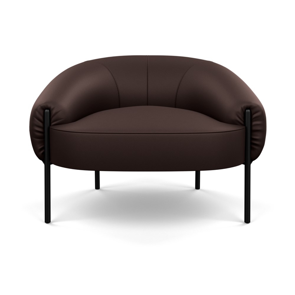 Heal's Isola Armchair Leather Grain Chocolate 066 Black Feet