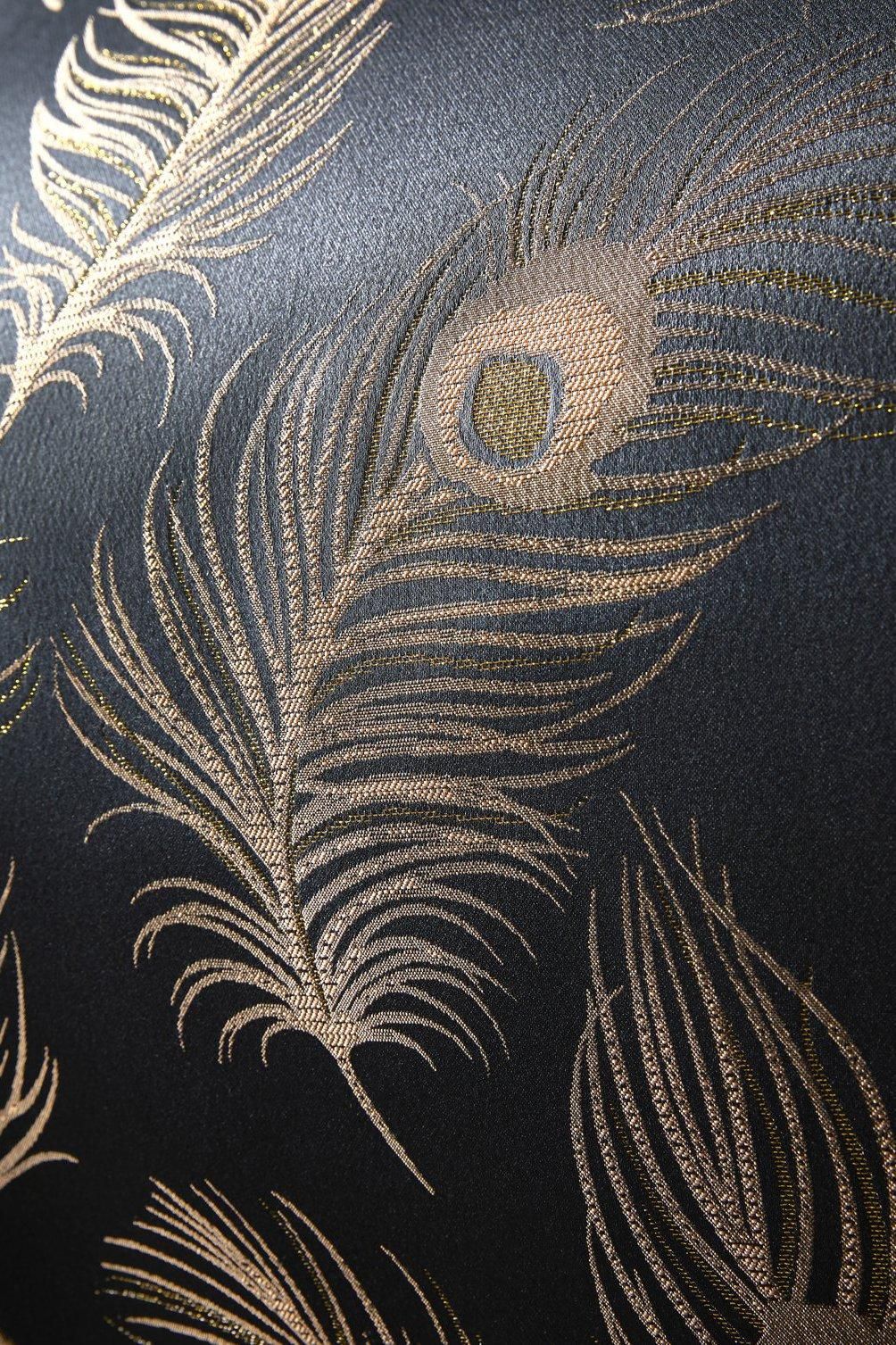 Laurence Llewelyn-Bowen 'Dandy' Decadent Metallic Feather Design Duvet Cover Set in Black 2