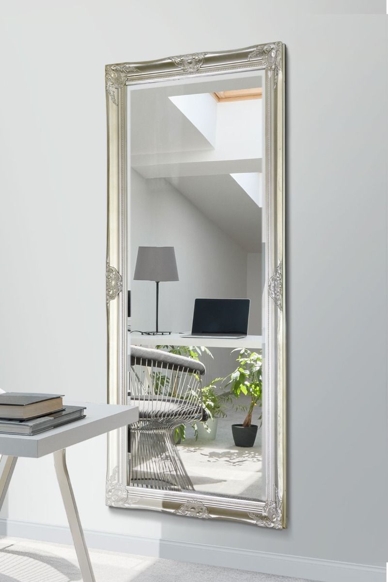 MirrorOutlet Kingsbury Silver Detailed Dress Mirror 165 x 76 CM