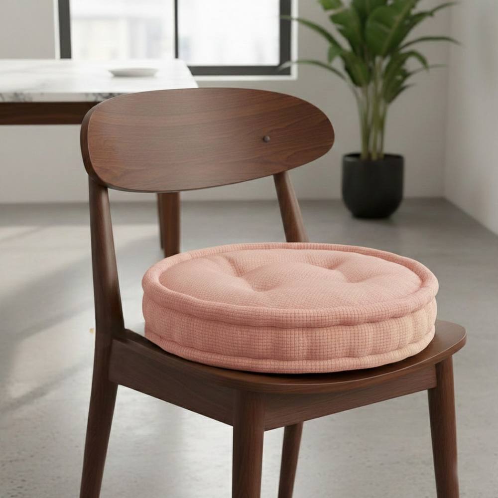 Snug City Teddy Fabric Round Booster Cushion Soft Seat Riser Pad Dining Chair in Pink