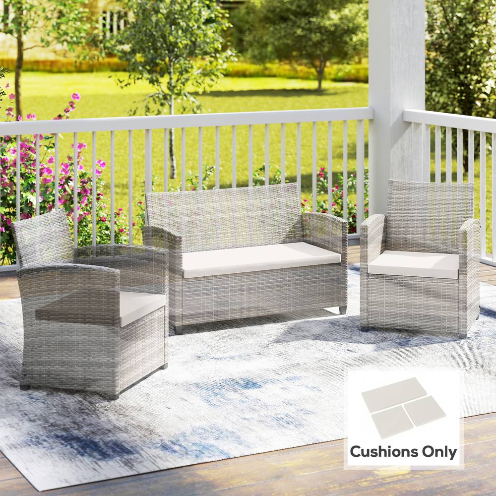 OUTSUNNY 3PCs Rattan Garden Seat Cushions Pads for Patio Furniture in Cream