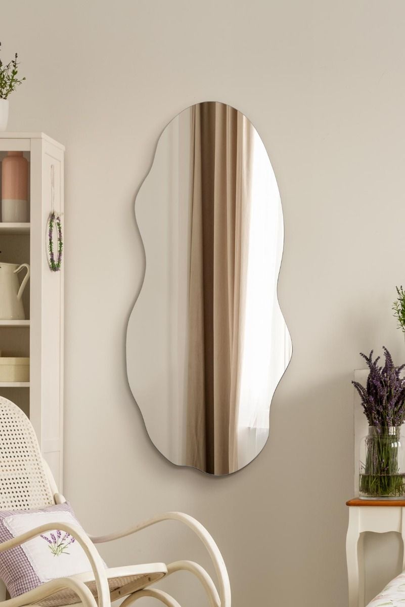 MirrorOutlet Frameless Pond Wall Mirror 39" X 18" (100x45CM) in Silver