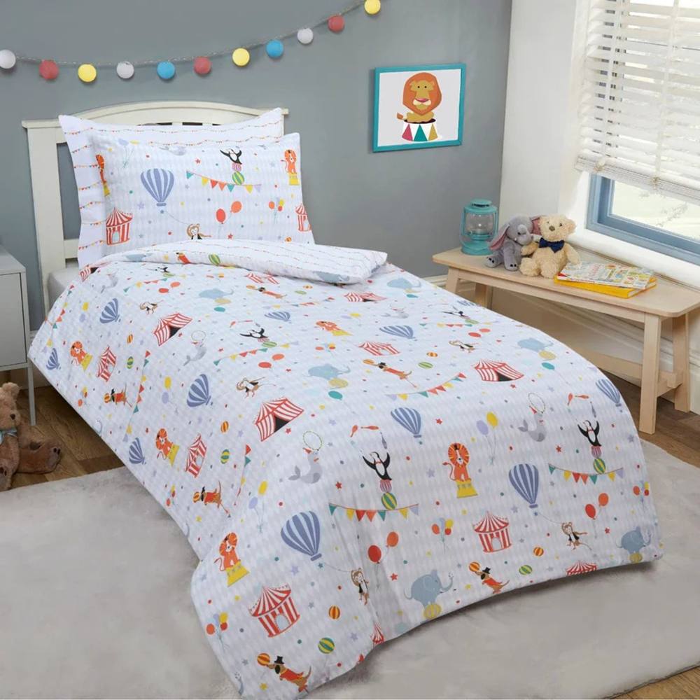 Smart Living Luxury Easy Care Circus Reversible Duvet Cover With Pillowcases
