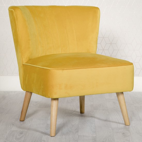 Louis Velvet Upholstered Lounge Chair In Ochre